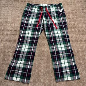 Old Navy Flannel Pajama Pants Mens XL Plaid Pull On Sleep Lounge Red Green NWT